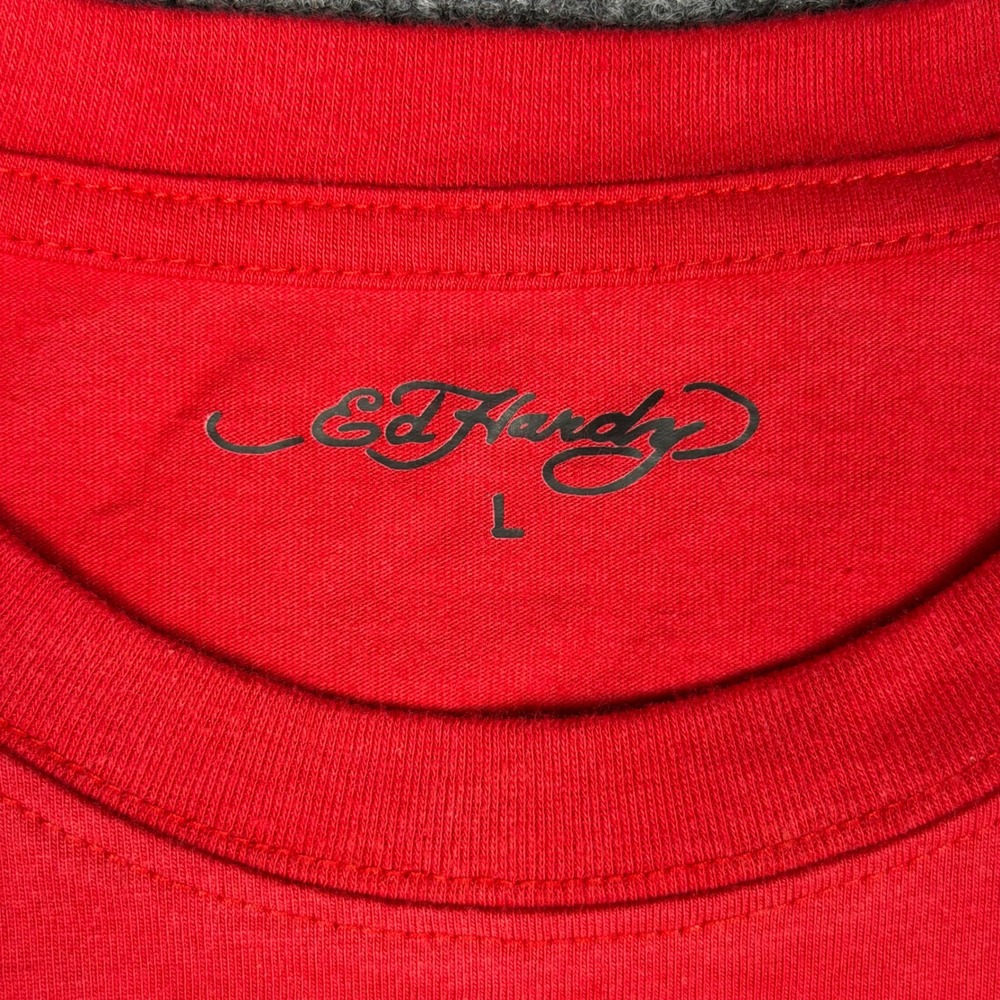 Ed Hardy Mens Cobra Skull Rhinestone Graphic T-Shirt Red L EHM1101-26RS - Picture 3 of 7